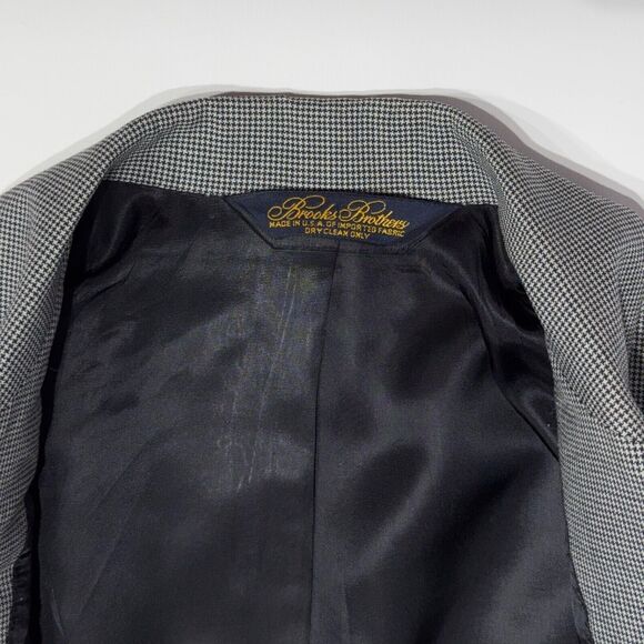 VTG 90s Brooks Brothers 3-Button Suit USA Gray Micro Houndstooth Wool Men’s 41L - Picture 7 of 16